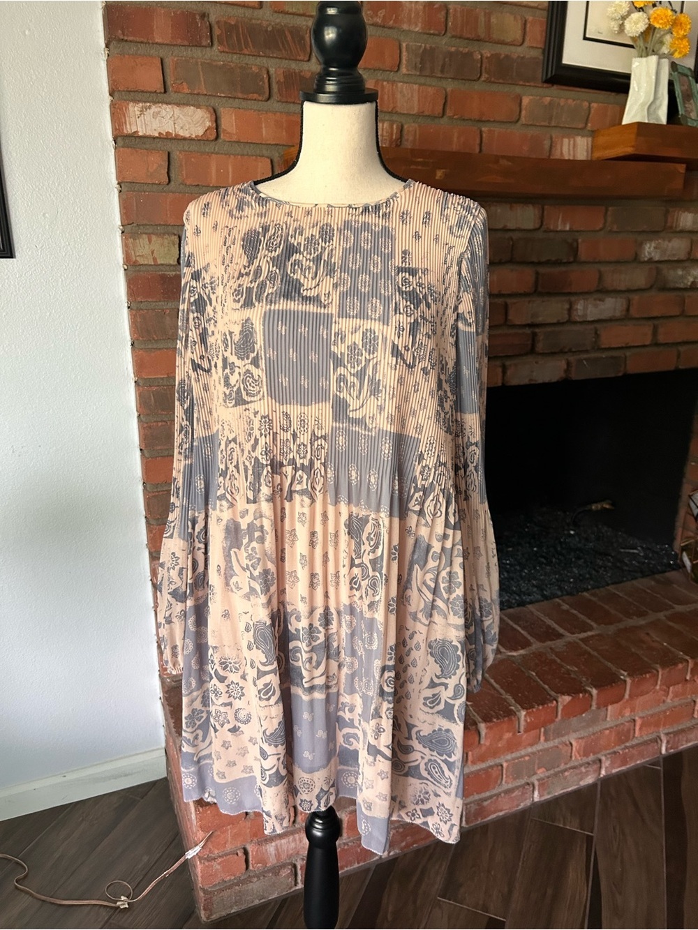 Aritiza Wilfred Daydresamer Long Sleeve Pleated Mini Dress Sz L